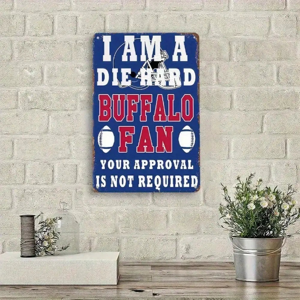 Cartel Metálico Buffalo Bills, Decoración Cueva de Hombre Fanático del Fútbol, Placa de Pared para Bar Deportivo Oficina Cueva de Hombre