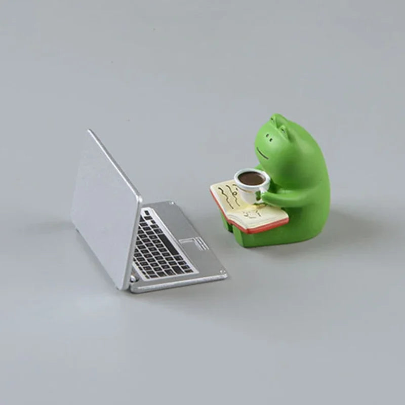 1pc Cartoon Cat Frog Bear Yellow Chair Computer Model Office Ornament Mini Home Decor Crafts Accessories Desktop Figurines Gift
