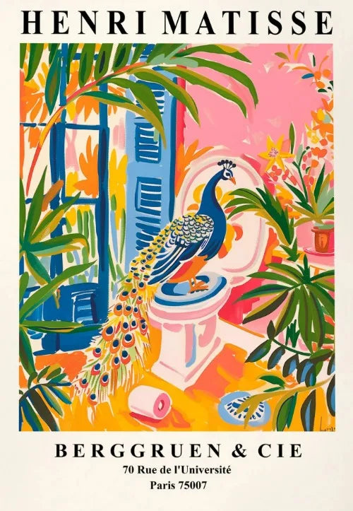 Matisse Animals in The Bathroom Poster Wild Animals Matisse Art Painting Wall Decor Colorful Wall Decoration Canvas Prints Gift