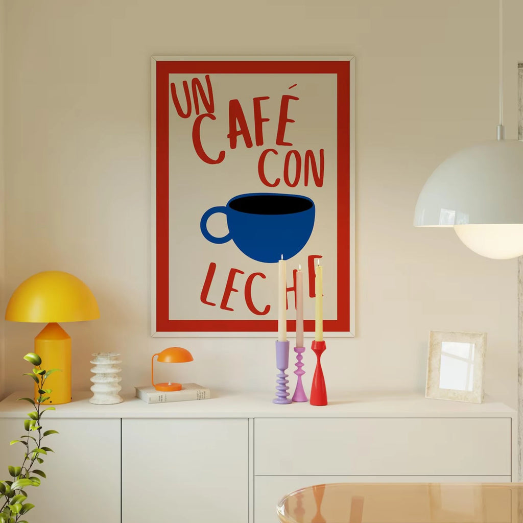 Cafe Con Leche Cuisine Espagnole Amateurs de Café Décoration Murale Toile Peinture Affiche Photo Pour Salon, Chambre Décoration Maison