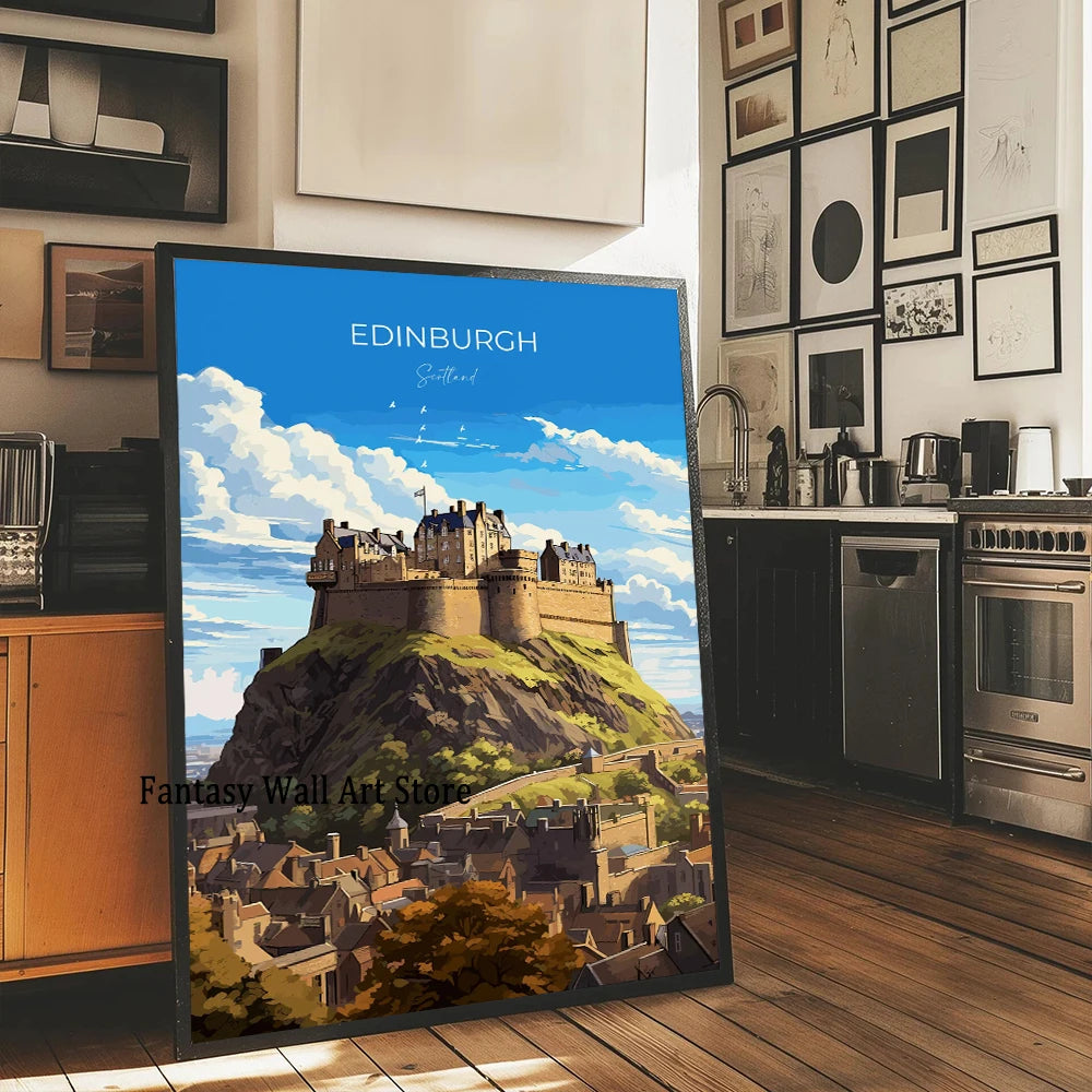 Escocia Tierras Altas St Andrews Edimburgo Glencoe Póster de Viaje Escocia Paisaje Estético Decoración de Pared Impresiones en Lienzo Regalo de Viaje