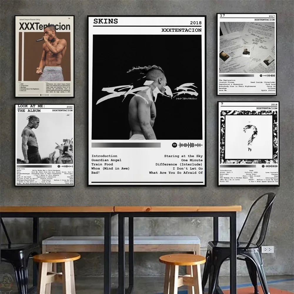 XXX-Tentacion Rock Rapper Música Álbumes Póster HD Pósters Decoración Hogar Habitación Bar Cafetería Arte Pintura Mural Cuadro