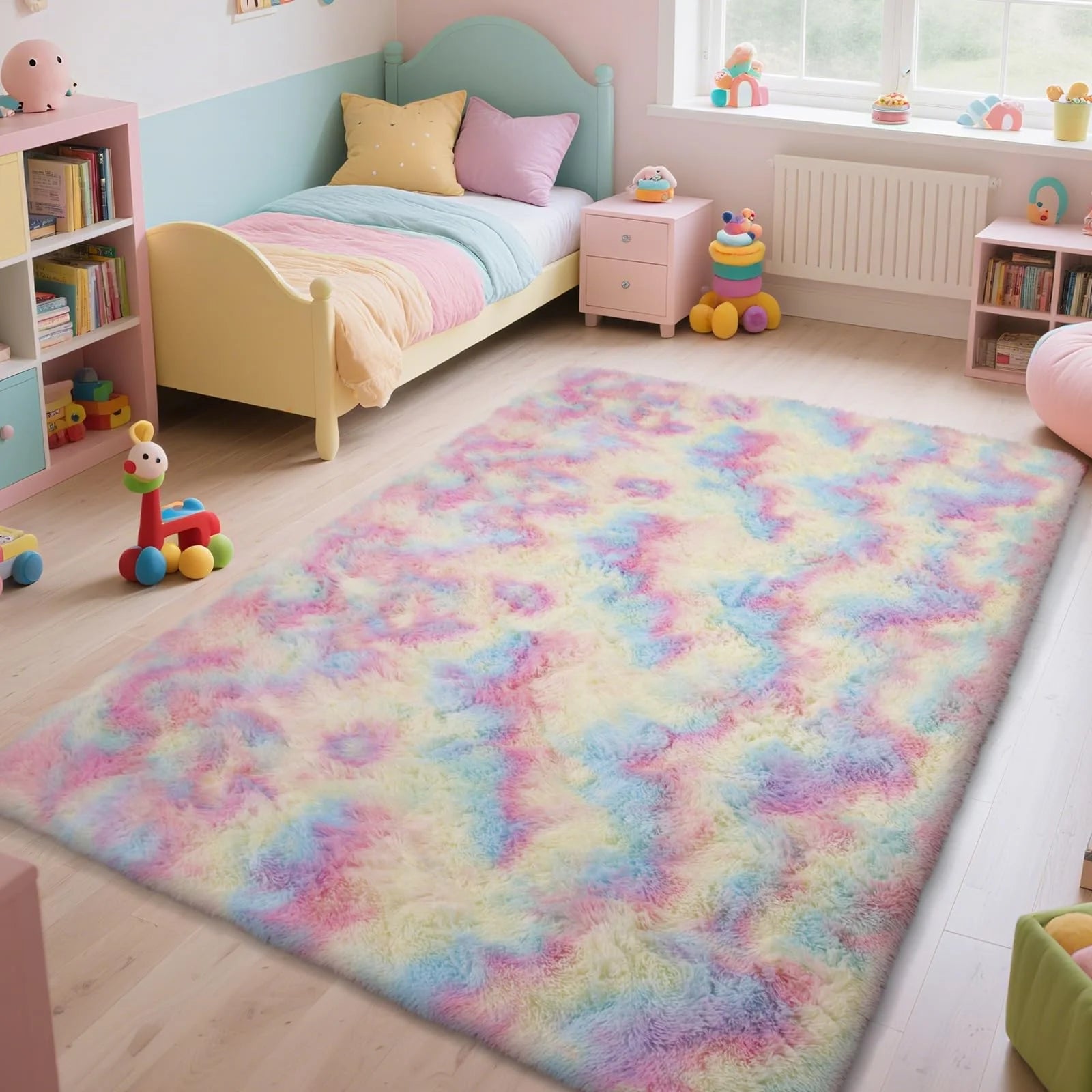 Alfombra hinchada ultrasuave VIKAMA, felpudo de interior para dormitorio y sala de estar, alfombra de guardería, decoración para el hogar de niñas y niños