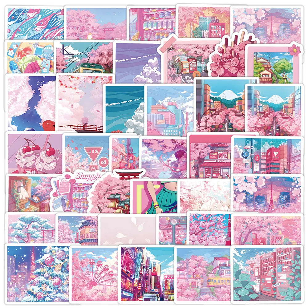 10/30/50pcs Lindas pegatinas estéticas de dibujos animados de Sakura rosa DIY portátil nevera cuaderno maleta coche decoración pegatina juguetes para niños