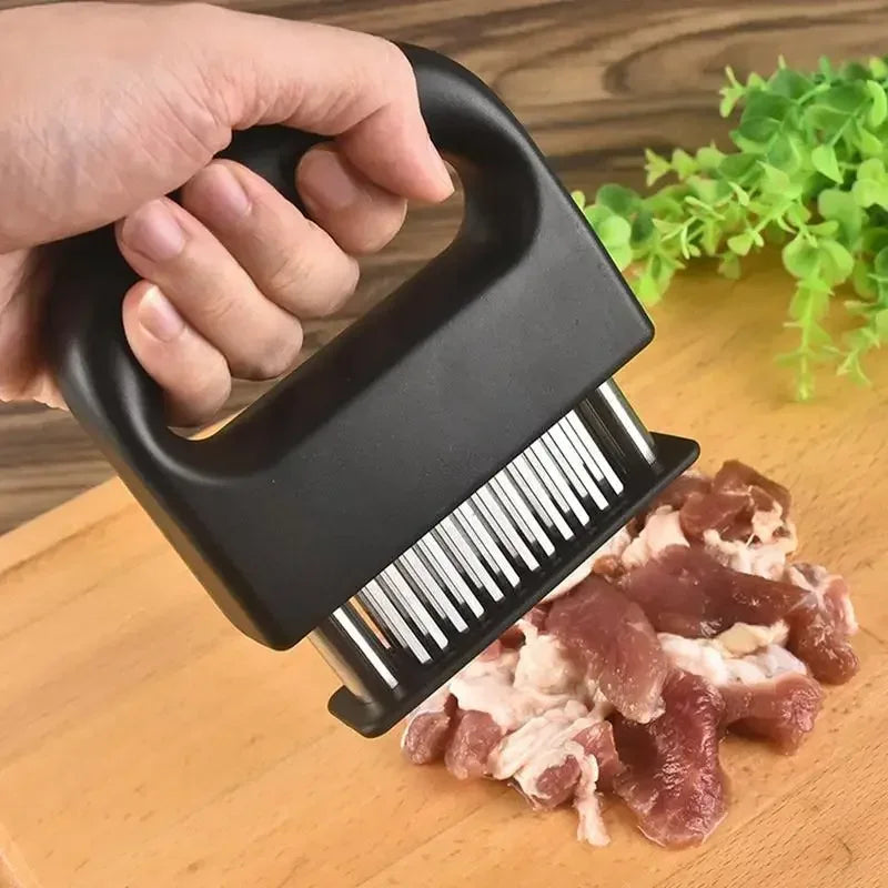 1 ablandador de carne retráctil de acero inoxidable con 48 cuchillas, herramientas de cocina para ablandar carne, martillo de carne.
