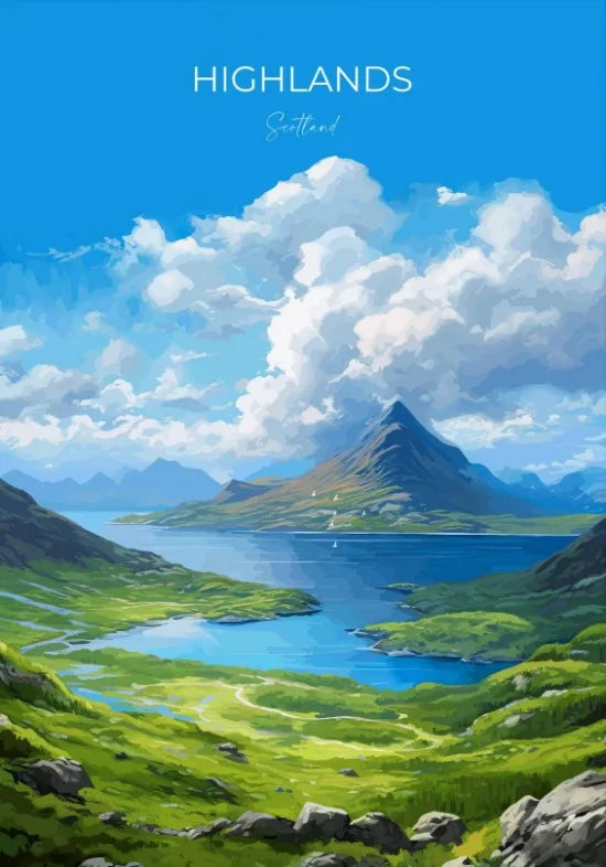 Escocia Tierras Altas St Andrews Edimburgo Glencoe Póster de Viaje Escocia Paisaje Estético Decoración de Pared Impresiones en Lienzo Regalo de Viaje