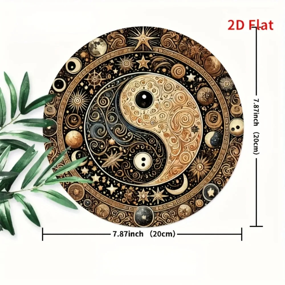 Letrero de metal Yin Yang Feng Shui - Decoración colgante para el hogar, la oficina, la cafetería, el bar - Multiusos para interiores y exteriores con tallado detallado