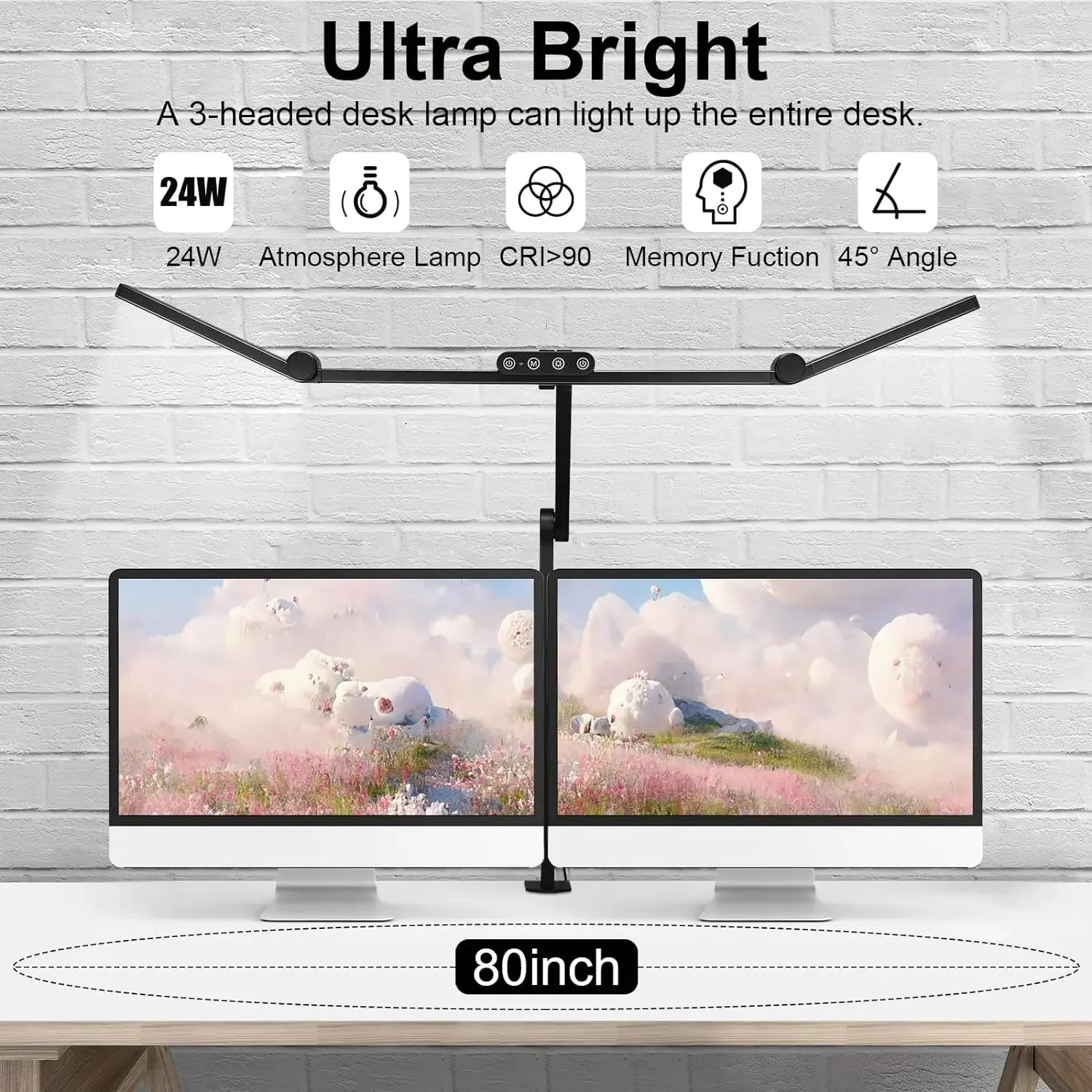 Lampe de Bureau LED avec Pince Lampe d'Architecte pour Bureau à Domicile 24W Ultra Lumineuse Gradation Automatique Éclairage PC Lampe de Table à Intensité Variable en Continu