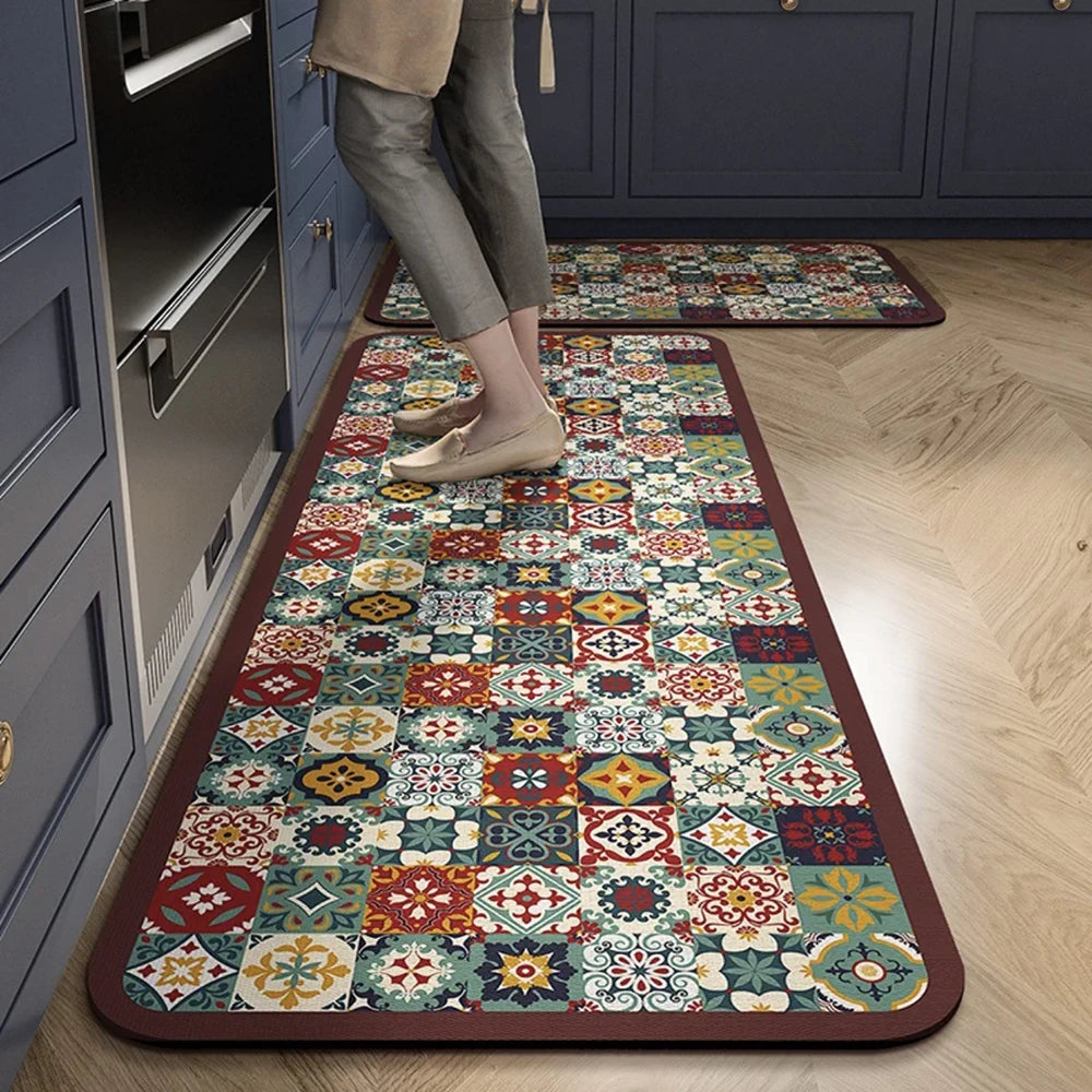 VIKAMA 1/2PCS Alfombra de cocina resistente al aceite, alfombra de baño absorbente de secado rápido, felpudo antideslizante para decoración del hogar