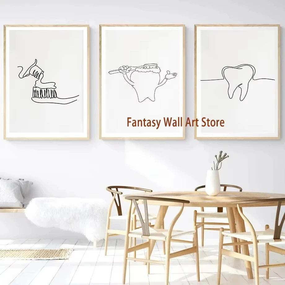 Dental Appliances for Dental Health Minimalist Teeth Dentistry Decor Canvas Painting Wall Picture Dental Hospital Wall Art Decor
