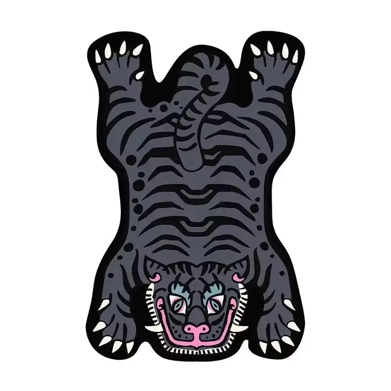 Alfombra de tigre dominante VIKAMA, felpudo con forma de personalidad para dormitorio, sala de estar, alfombra de suelo lavable a máquina, decoración del hogar