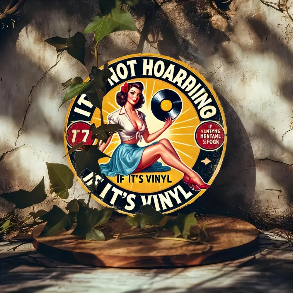 Classic Iron Metal Sign -Round Wall Decor for Music Lovers, Vintage Art for Home, Office, Cafe & Bar, Unique Gift