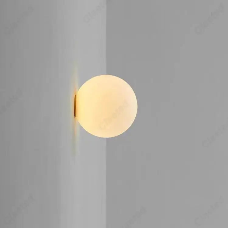 Lámpara de pared de cristal con bola LED, creativa y sencilla, para sala de estar, pasillo, baño, dormitorio, iluminación decorativa de cabecera