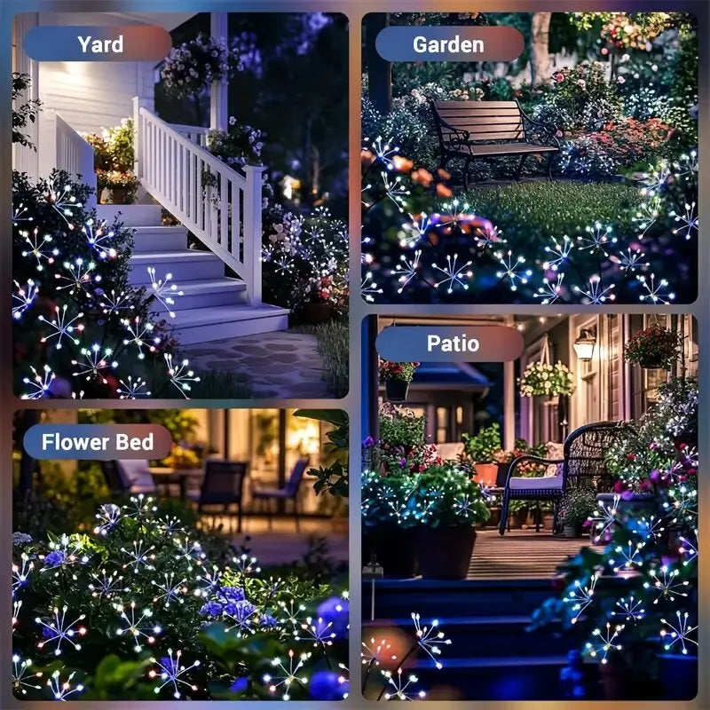 1 ud. luces solares LED para jardín con forma de fuegos artificiales, lámpara de césped impermeable para exteriores, iluminación de paisajes para patio, pasarela, fiesta, Navidad