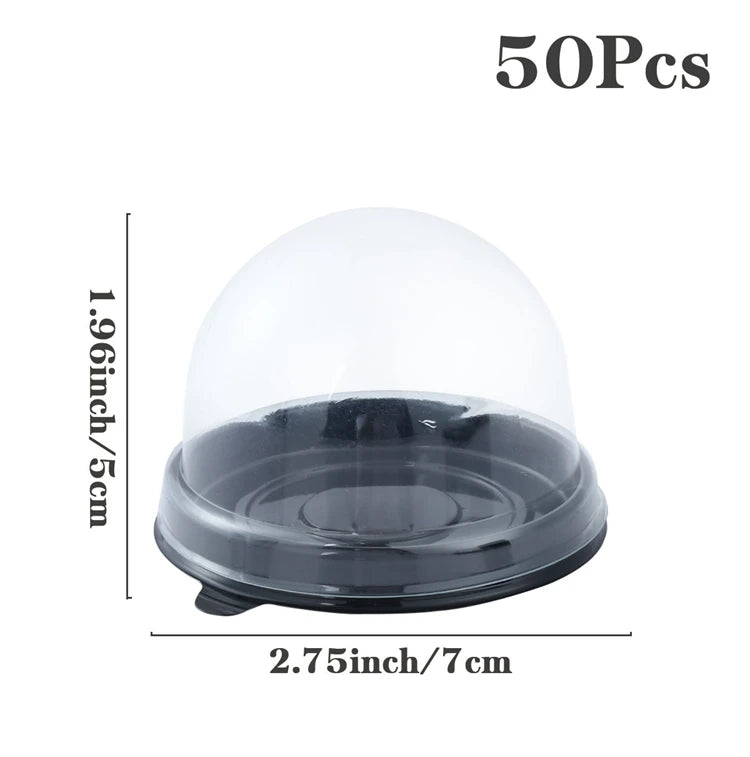 50pcs Transparent Cake Box Container Transparent Cupcake Dome Pastry Baking Packaging Boxes Wedding Party Supplies Gifts Decor
