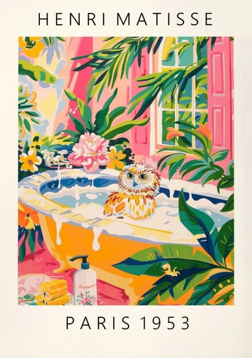 Matisse Animals in The Bathroom Poster Wild Animals Matisse Art Painting Wall Decor Colorful Wall Decoration Canvas Prints Gift