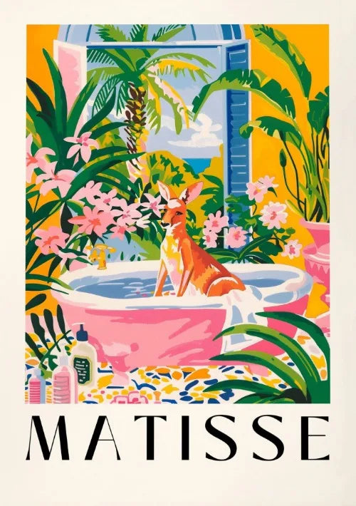 Matisse Animals in The Bathroom Poster Wild Animals Matisse Art Painting Wall Decor Colorful Wall Decoration Canvas Prints Gift