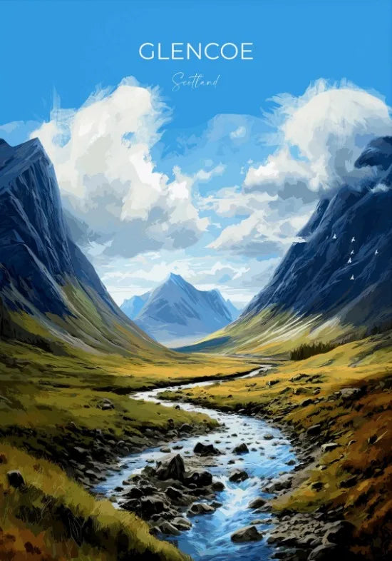 Escocia Tierras Altas St Andrews Edimburgo Glencoe Póster de Viaje Escocia Paisaje Estético Decoración de Pared Impresiones en Lienzo Regalo de Viaje