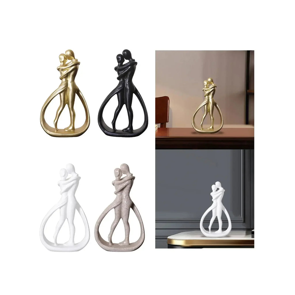 Statue abstraite de couple, objets d'artisanat, figurine de bureau, collection, statue d'amoureux enlacés pour étagère, mariage, maison, bibliothèque, bureau