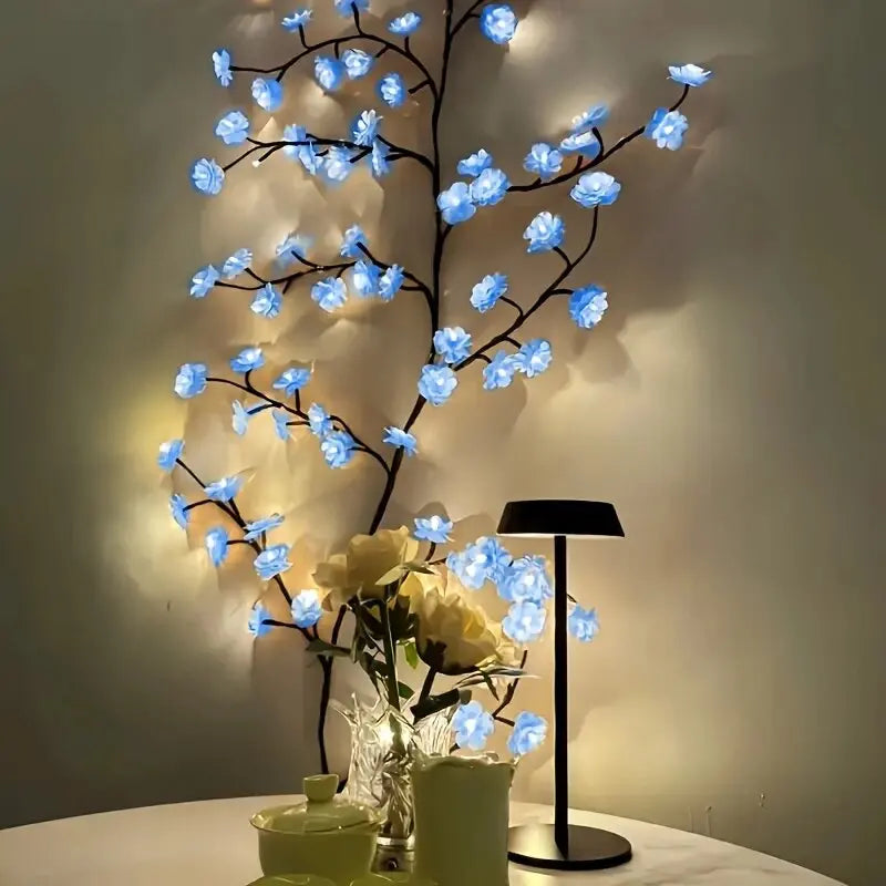 1PC 96 LED Guirlande Lumineuse Branche Fleur de Cerisier, 8 Modes Alimentée par USB Lumière d'Ambiance Murale Idéale