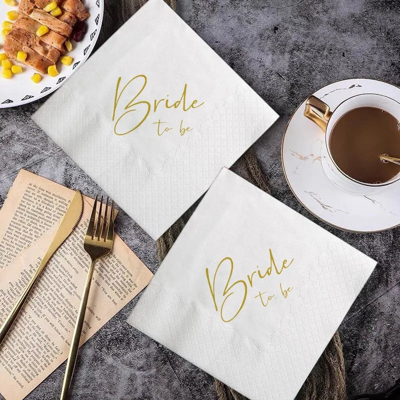 50 serviettes de table « Bride to be » pour dîner de mariage, décoration d'ambiance, décoration de fête de fiançailles, serviette de mariage