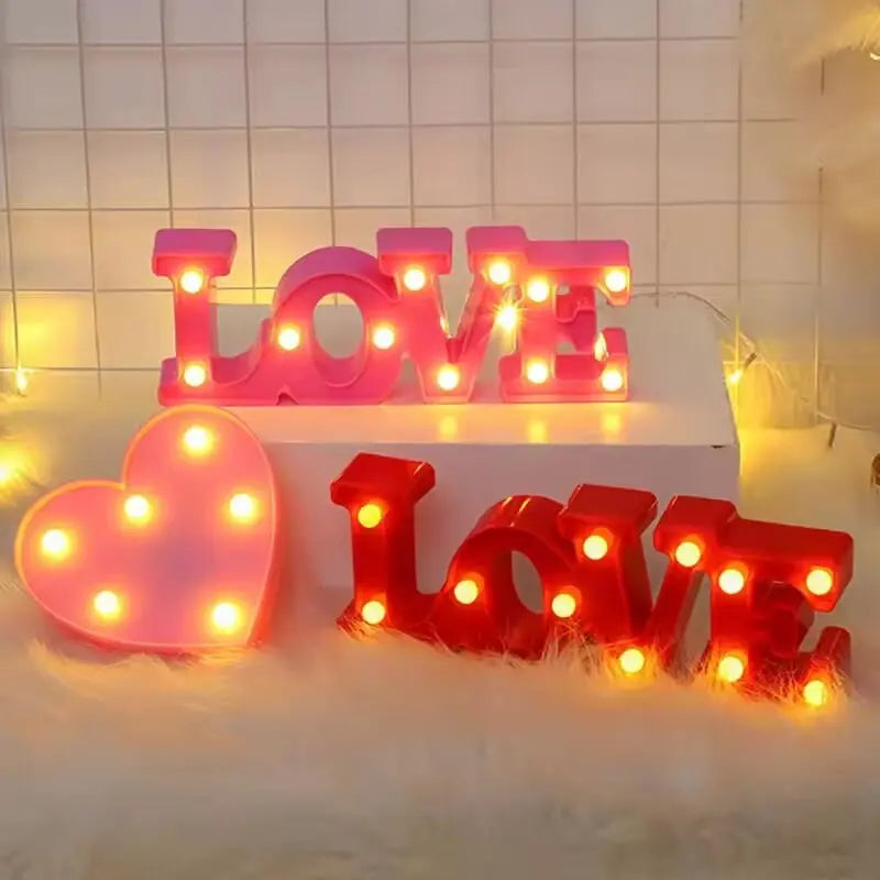 1 Luz de noche LED en forma de corazón "Love" blanca cálida, luz decorativa a pilas para boda, propuesta, cumpleaños, fiesta, accesorio fotográfico