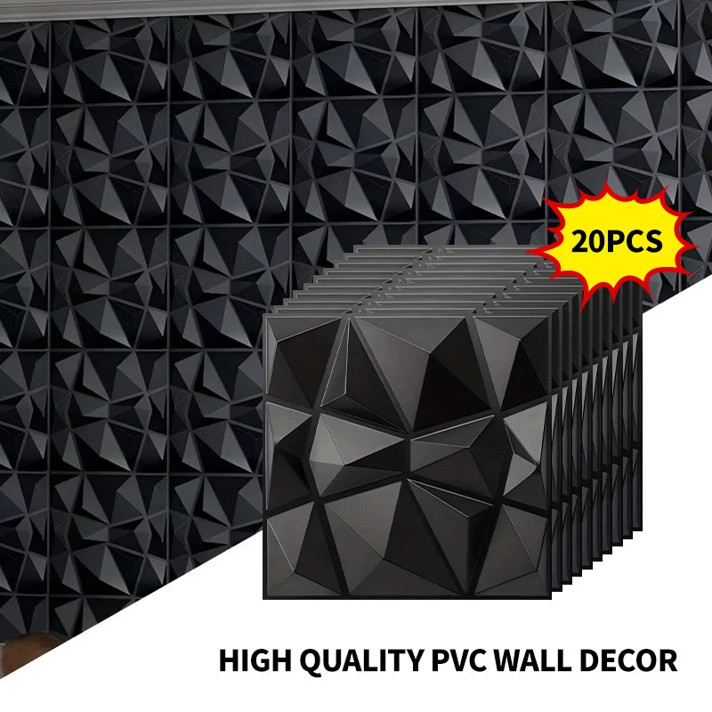 20 Paneles de Pared 3D 30x30cm Decoración de Pared Interior para Sala de Estar Dormitorio Hotel Oficina Mural Azulejo-Panel-Molde Adhesivo de Pared 3D