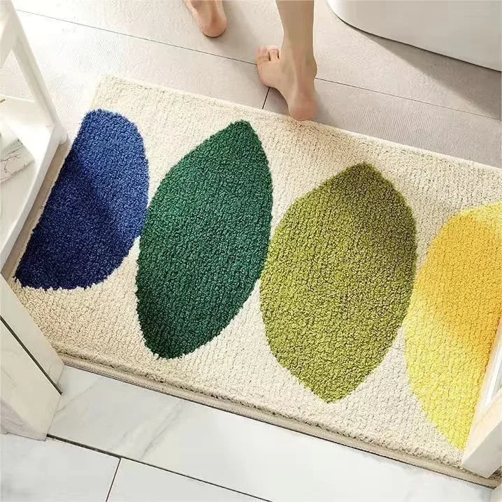 VIKAMA | Alfombra de cachemira sintética con flores frescas - Antideslizante, alfombrilla de baño absorbente/felpudo para salón/alfombrilla multiusos