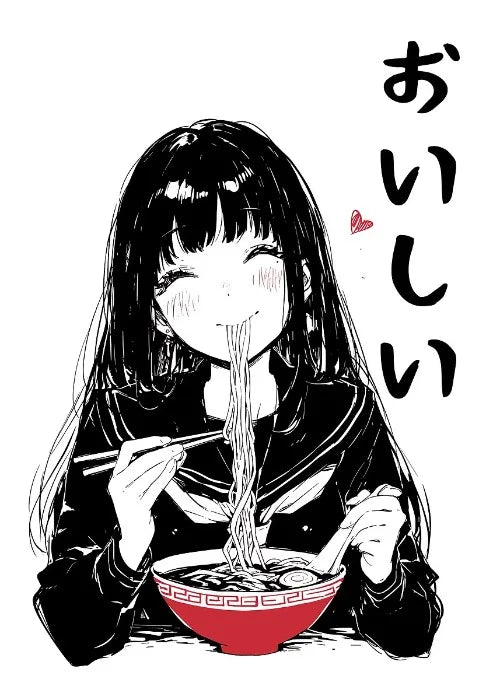 Cat Ear Anime Girl Eating Ramen Poster Aesthetic Anime Ramen Art Prints Japanese Style Cartoon Decor Sexy Girl Canvas Painting