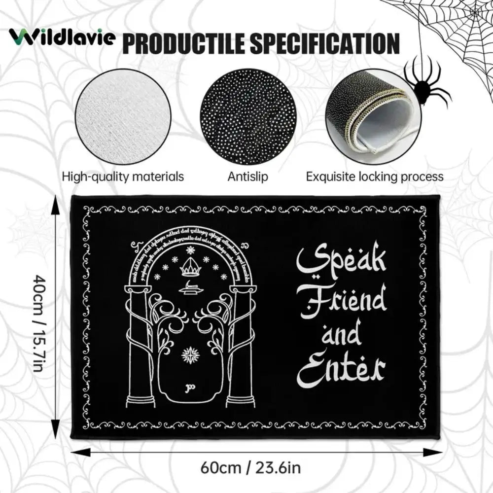 VIKAMA El Señor de los Anillos Felices Pascuas Felpudo Decoración de Halloween para el hogar Alfombra para interior/exterior Tapete para camping de caravana