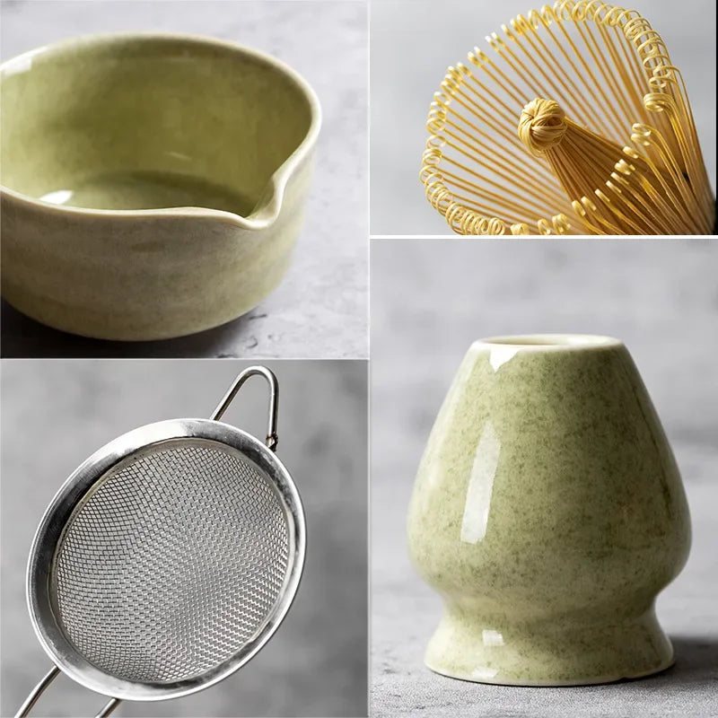 4/5/6 Pièces Ensemble Matcha Fouet en Bambou Cuillère à Thé Bol en Céramique Ensembles de Thé Traditionnels Outils de Fabrication de Thé à Domicile Accessoires Cadeaux d'Anniversaire