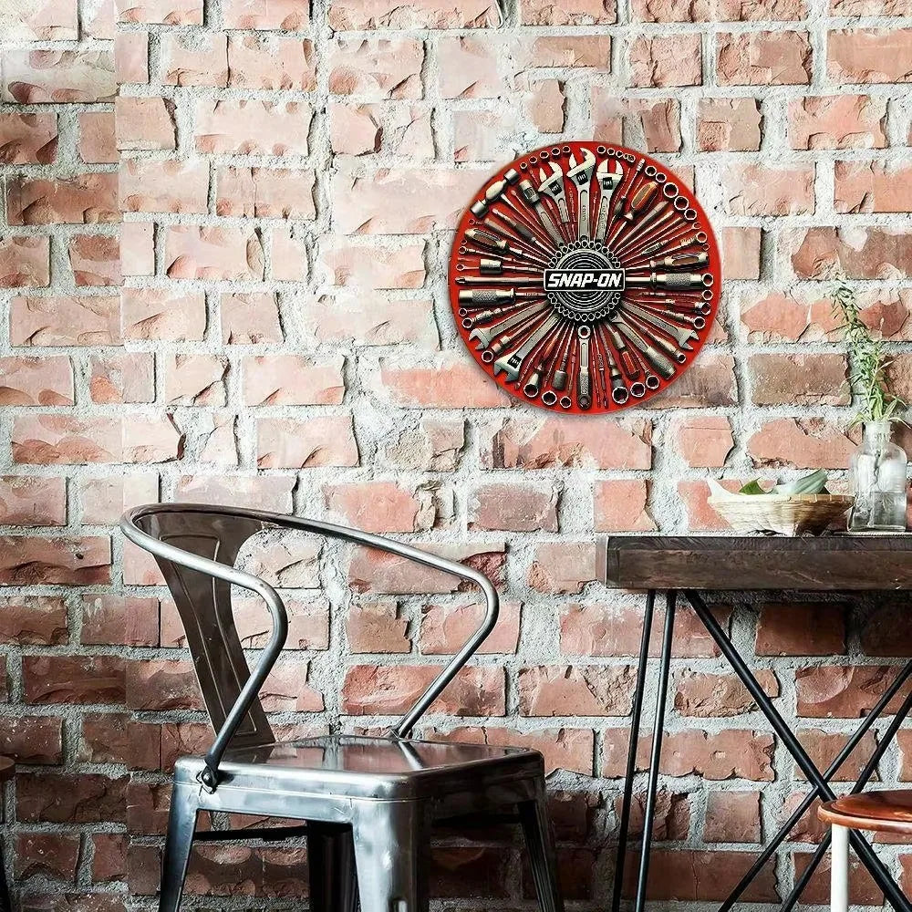 UniqueVintage - Cartel decorativo de pared de aluminio con diseños de herramientas, llave inglesa y destornillador - Ideal para la decoración del hogar y bares