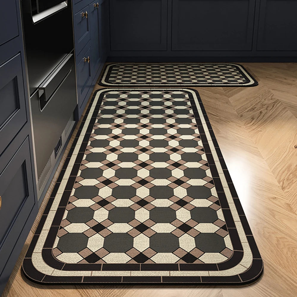 VIKAMA 1/2PCS Alfombra de cocina resistente al aceite, alfombra de baño absorbente de secado rápido, felpudo antideslizante para decoración del hogar