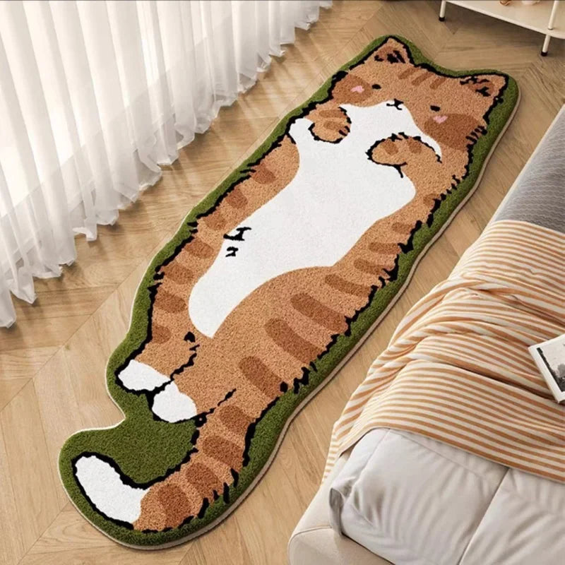 Alfombra de Gato de Dibujos Animados VIKAMA - Felpudo Cálido y Suave para Sala de Estar, Dormitorio, Mesita de Noche, Habitación Infantil - Cómoda Decoración del Hogar