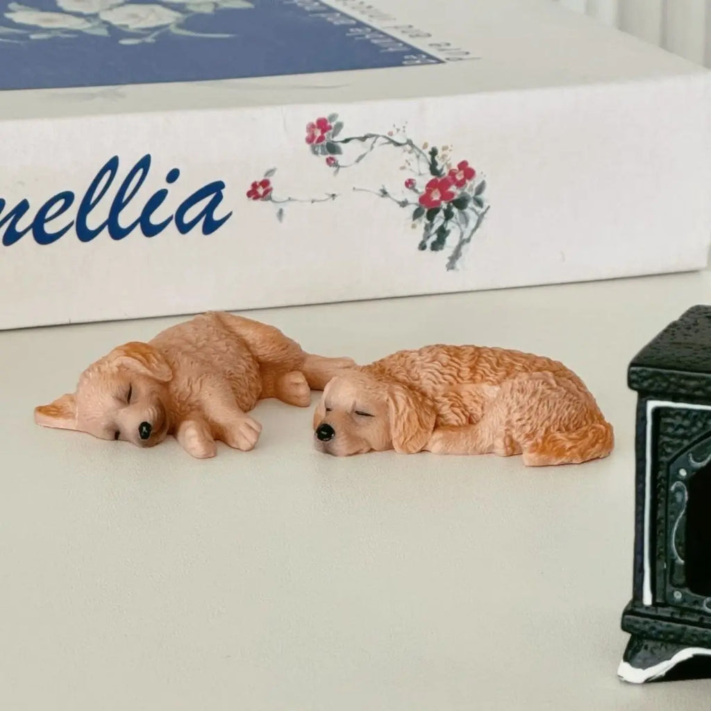 Adornos de resina para coche de perro Golden Retriever, figura de juguete de perro cachorro lindo para la decoración del salpicadero del coche o de la mesa