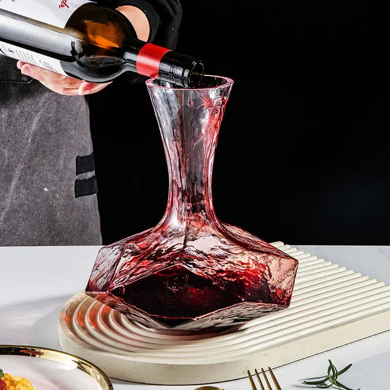 Decantador de vino irregular Creatividad Decantador dispensador de 1450 ml Decantador de vidrio de cristal Aireador de vino Jarra de espejo Regalo Bar Decoración Cristalería artística