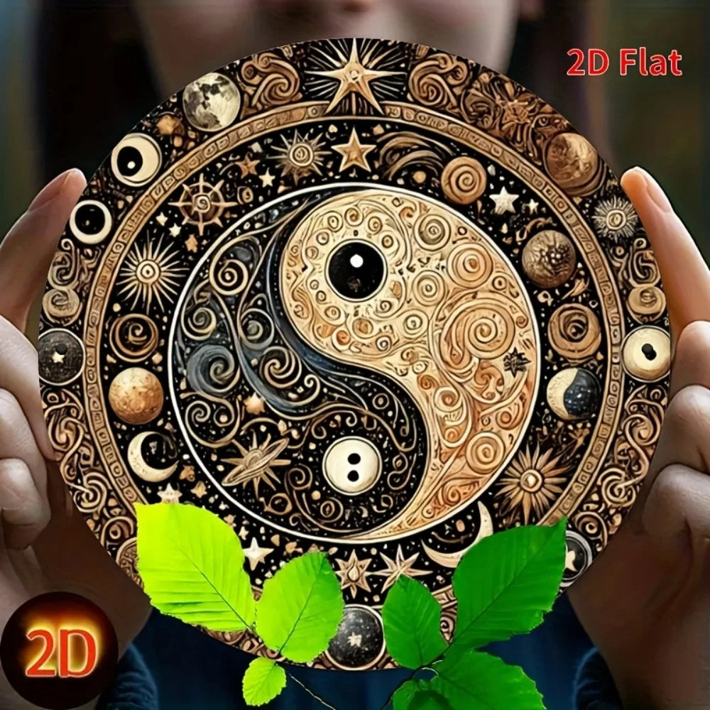 Letrero de metal Yin Yang Feng Shui - Decoración colgante para el hogar, la oficina, la cafetería, el bar - Multiusos para interiores y exteriores con tallado detallado