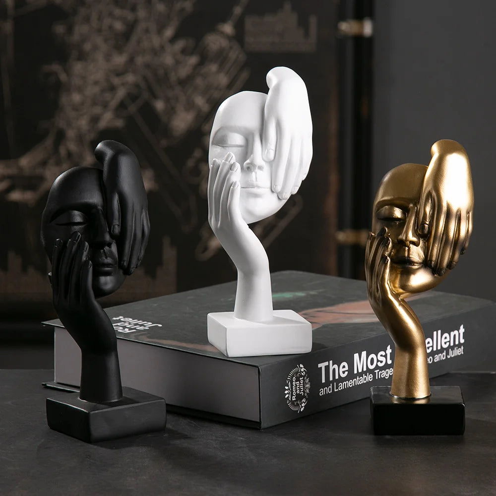 Statues de masques abstraits en résine Figurines miniatures européennes pour l'intérieur, la maison, le bureau, le bureau, la figurine de bureau, l'ornement, le cadeau