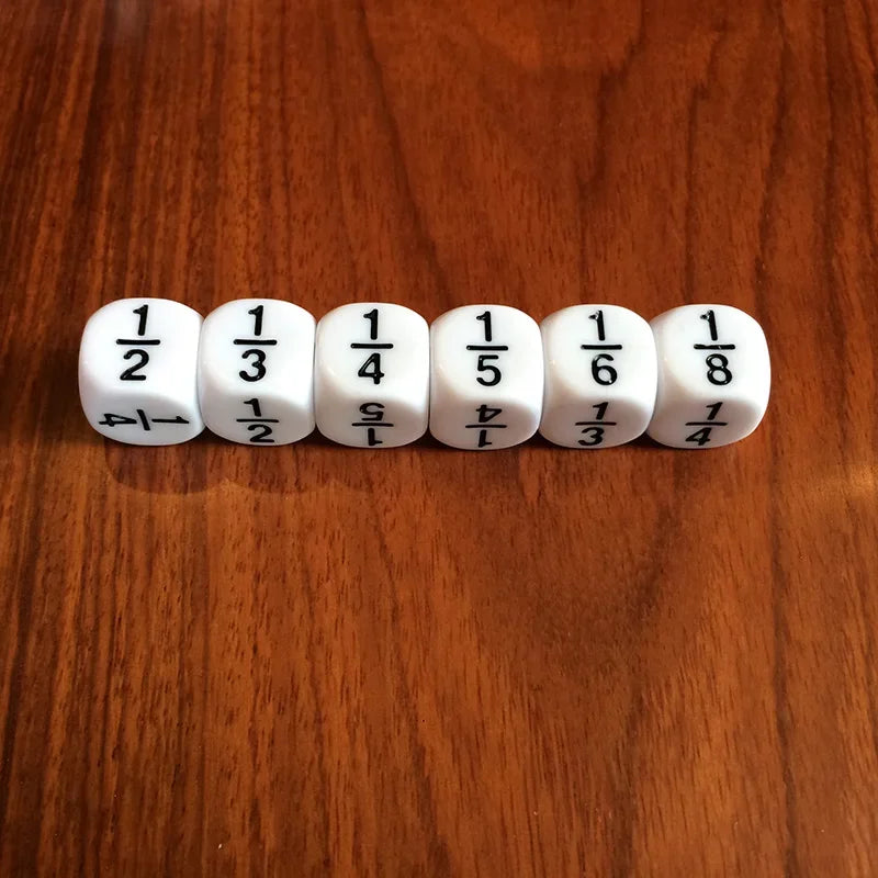 Juego de 10 dados de números fraccionarios blancos/verdes/rojos, accesorio de juego educativo, 16*16 mm