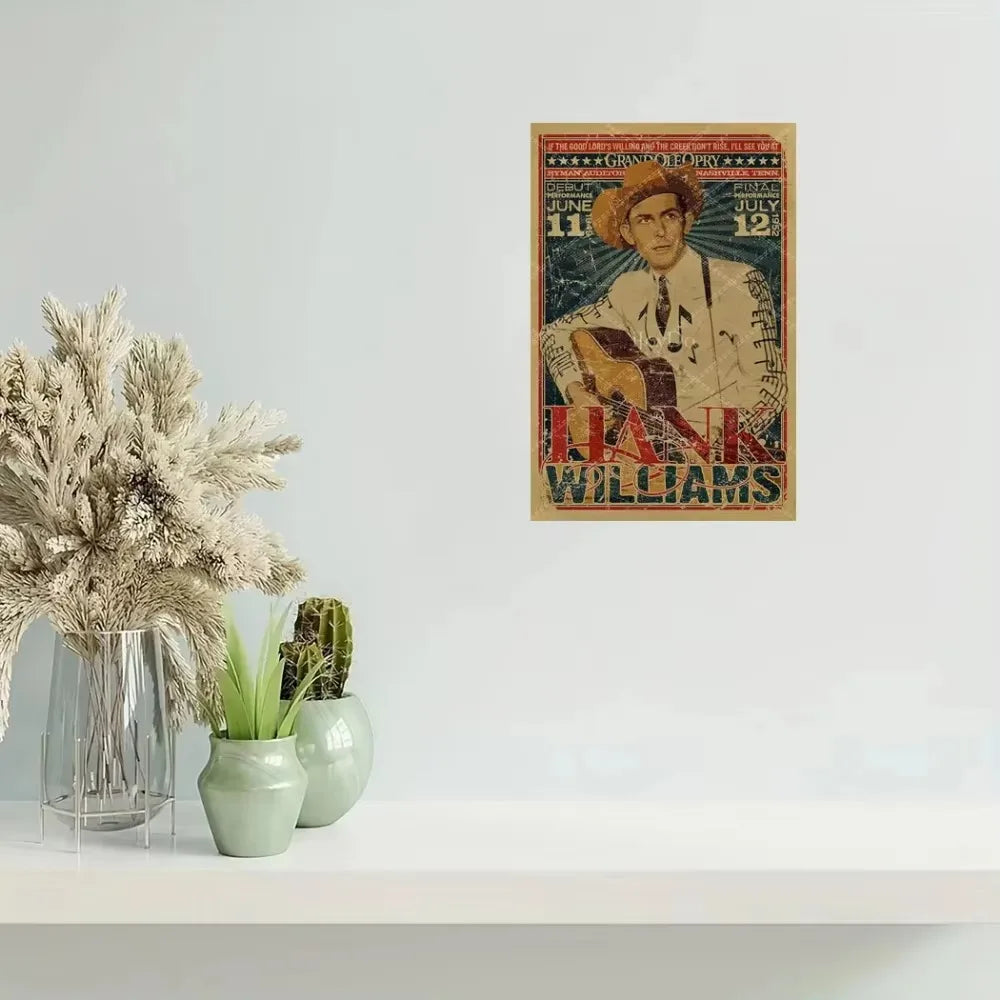 Hank Williams Metal Sign Retro Vintage Country Music Wall Decor for Men Cave Bar Pub Gift
