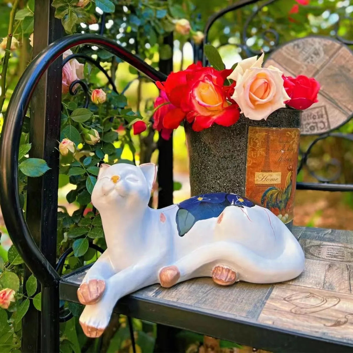 Estatuas de gato dormido para jardín, figuritas de gato, estatua conmemorativa, fabricantes de estatuas de gato dormido de resina para decoración de jardín, gato