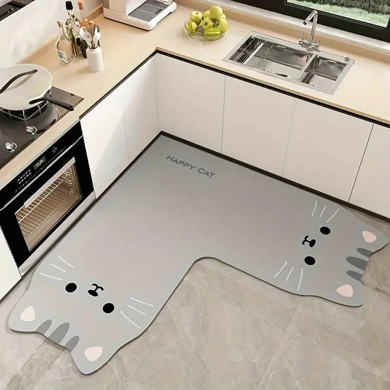 Tapis de cuisine VIKAMA motif panda de dessin animé, tapis de sol en forme de L irrégulier antidérapant et absorbant, tapis de cuisine, tapis de pied de salle de bain, décoration intérieure