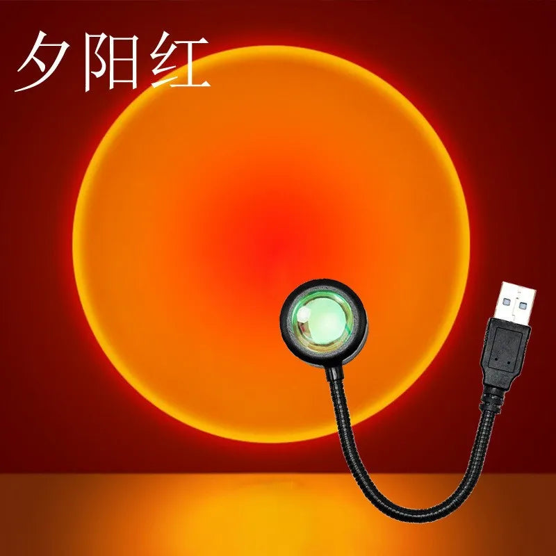 Lámpara de proyección USB de atardecer, luz nocturna de ambiente arcoíris, luz de atardecer para fotografía, selfis, decoración de pared, lámpara de mesa Tiktok