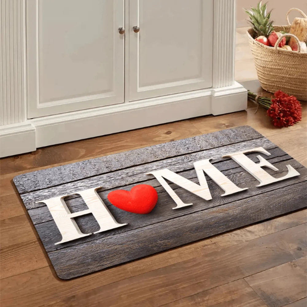 VIKAMA Alfombra de suelo de 1/2 pieza con diseño de rosa rosa, antideslizante y absorbente de agua, para cocina, baño, entrada, decoración del hogar