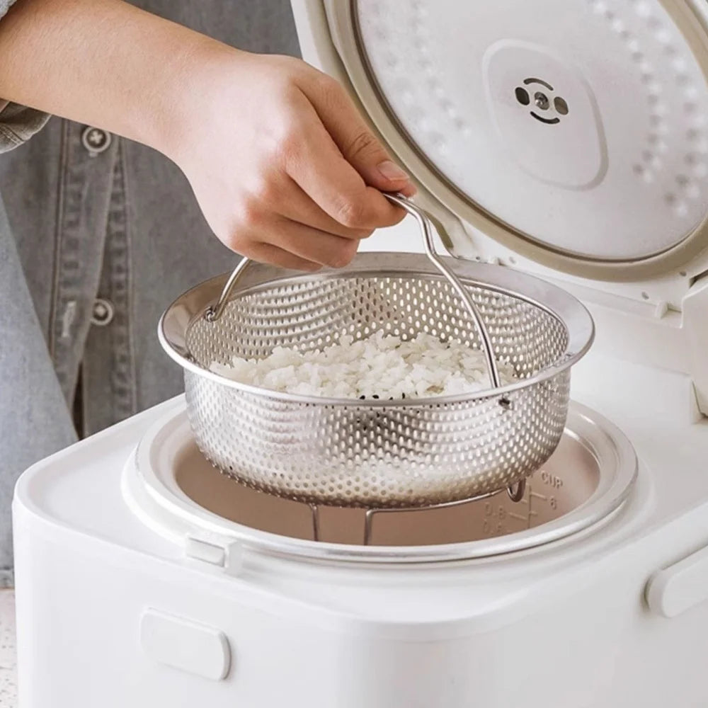 Cesta Universal de Acero Inoxidable para Cocción al Vapor | Inserto de Acero Inoxidable 304 de Grado Alimenticio para Olla Arrocera/Instant Pot | Colador Multifunción Apto para Lavavajillas