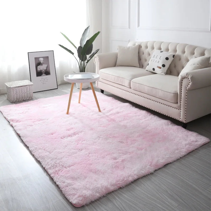Alfombra de felpa teñida anudada VIKAMA, decoración para sala de estar, alfombra suave y mullida para el hogar, manta antideslizante para gatear para niños.
