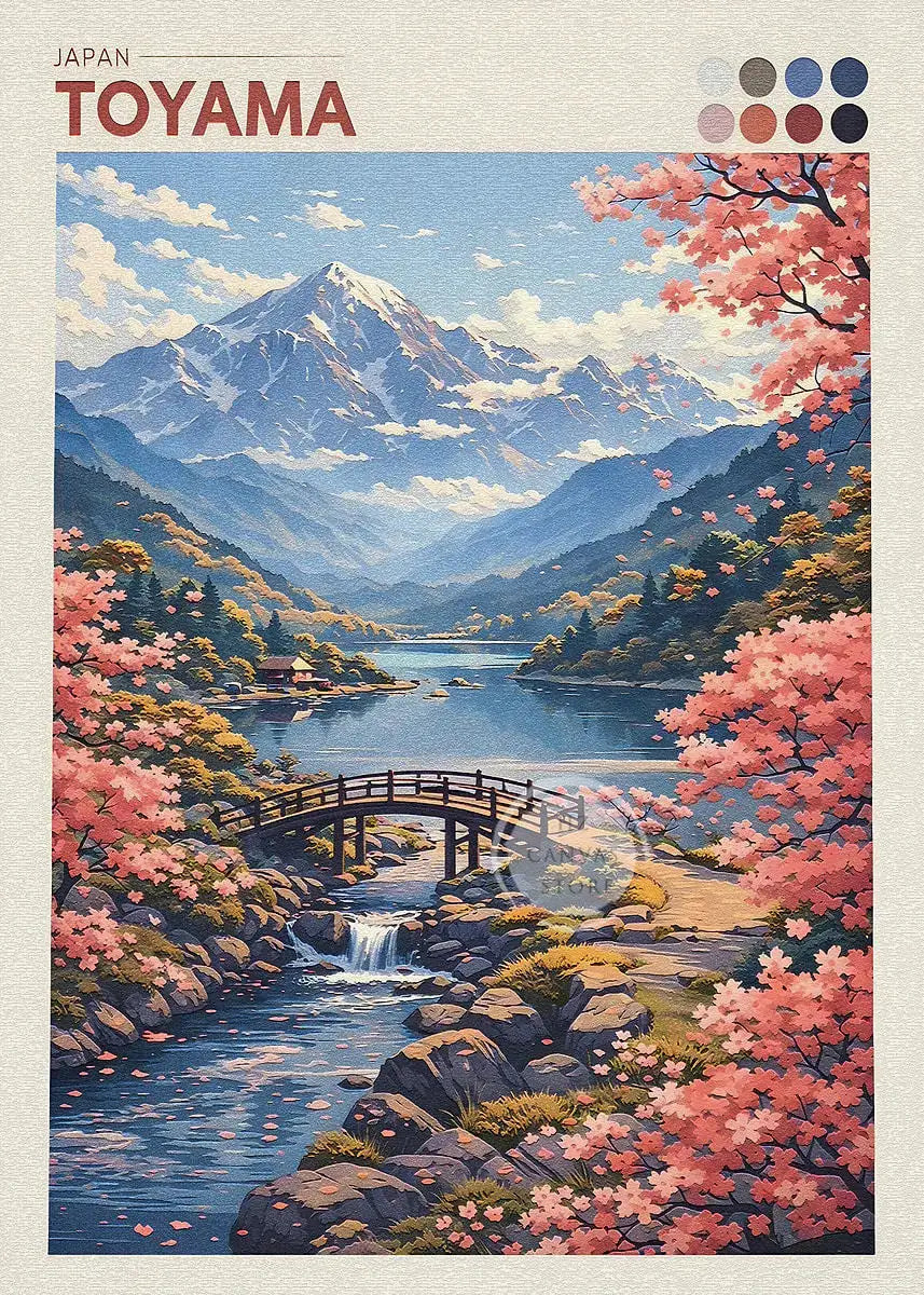 Japan Cityscape Poster Tokyo Shizuoka Cherry Blossoms Mt.Fuji Autumn Torii Gate Okayama Castle Canvas Print Living Room Decor