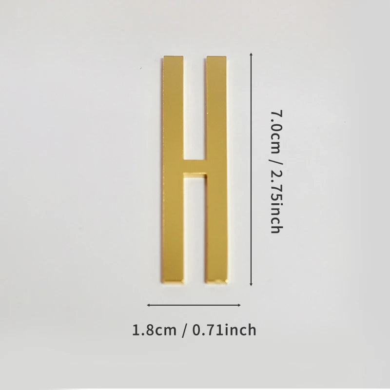 Golden Self Adhesive House Number Metal English Alphabet Letters for Apartment Room Door Plate Table Mailbox Number Stickers 7cm