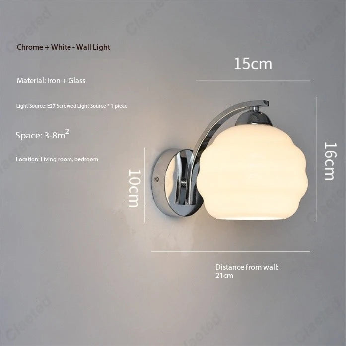 European New LED Retro Glass Wall Lamp Living Room Corridor Bedroom Bedside Decorative Lighting E27