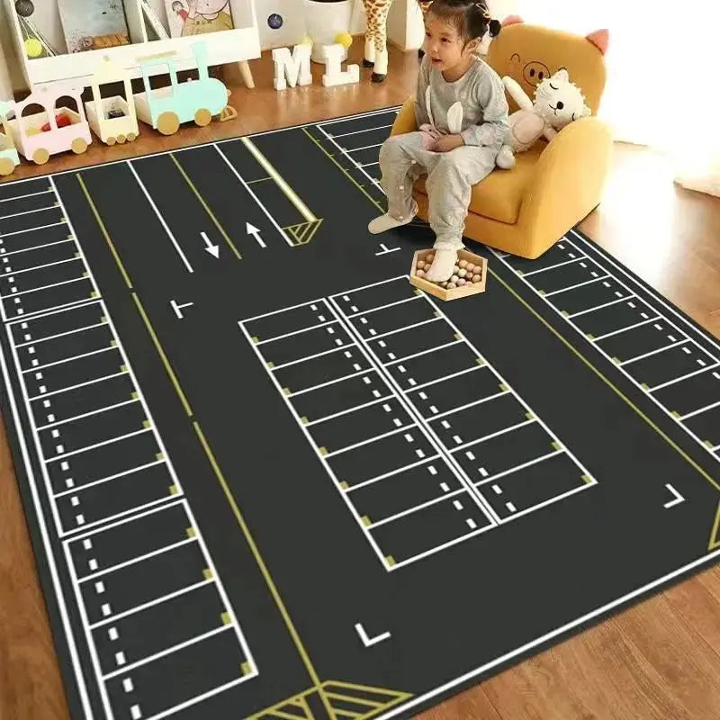 VIAKAMA Alfombra de dibujos animados, guardería, educación infantil, habitación de niños, parque de tráfico, pista, esteras de juego para bebés